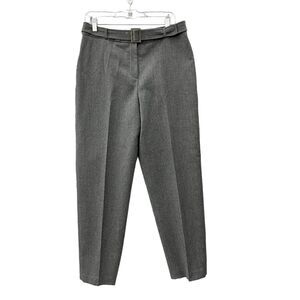 Vintage Talbots Wool Dress Pants High Rise 12 Gray Lined Belted Flat Tapered